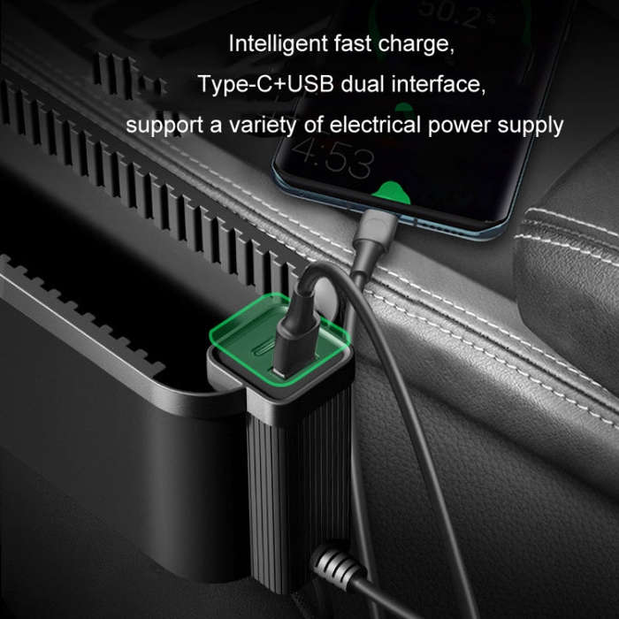 BEN.JACK Multifunctional Car Seat Gap Storage Box(Black)