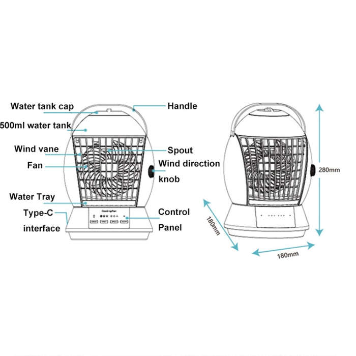 CF-009 USB Touch Spray Humidification Air Conditioning Fan Desktop Office Air Cooler(White)
