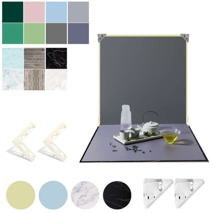 2pcs 40cm Double-Sided Background Board + 7pcs Backdrop Paper Photography Props Set, Spec: Set 2