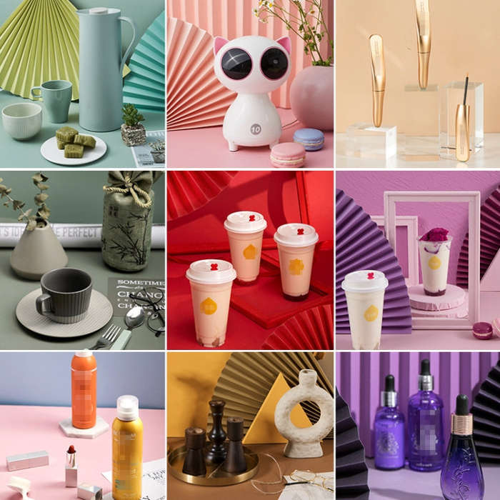 2pcs 60cm Double-Sided Background Board + 7pcs Backdrop Paper Photography Props Set, Spec:  Set 7