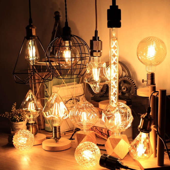 E27 Screw Port LED Vintage Light Shaped Decorative Illumination Bulb, Style: G125 Watermelon Gold...