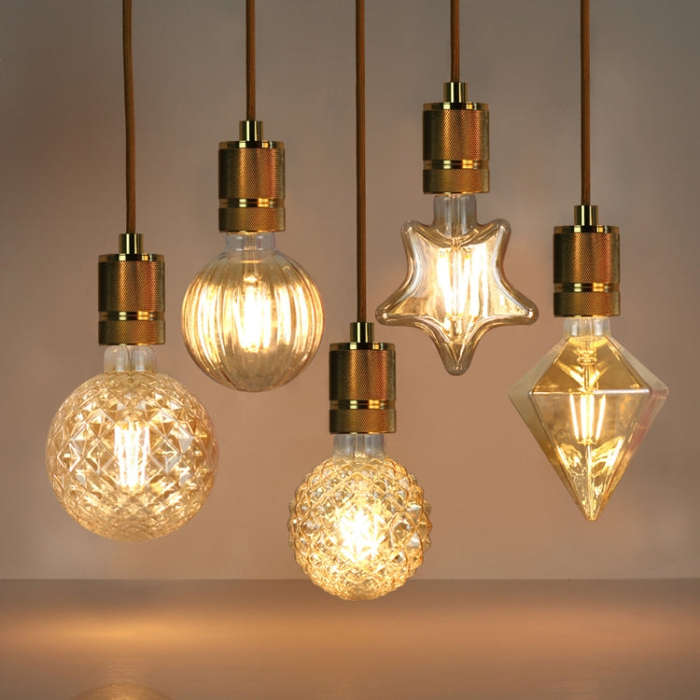E27 Screw Port LED Vintage Light Shaped Decorative Illumination Bulb, Style: G125 Watermelon Gold...