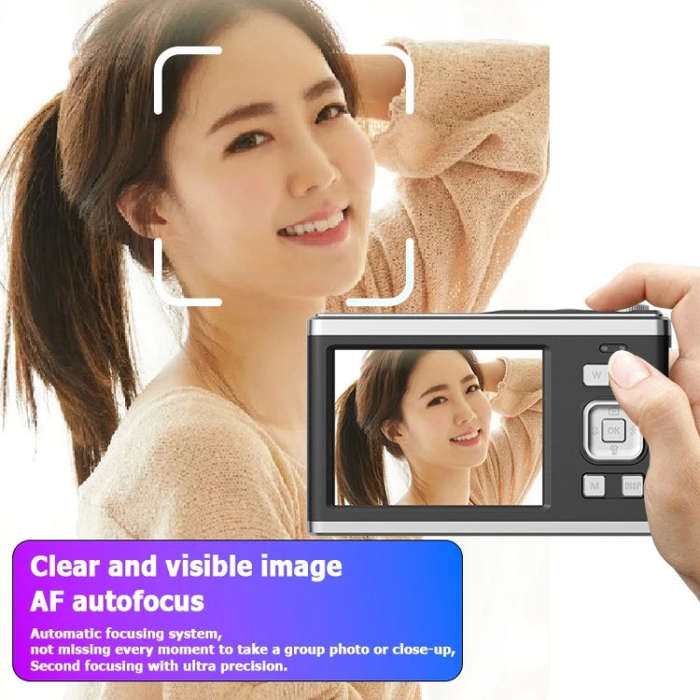 4K HD Optical Zoom Digital Camera 60MP Dual Screen Selfie Camera, No Memory(Silver)
