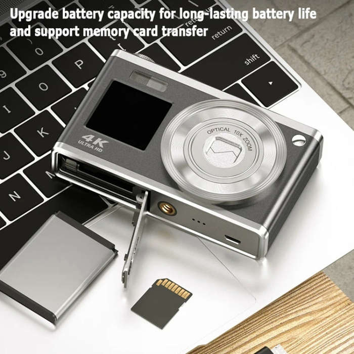 4K HD Optical Zoom Digital Camera 60MP Dual Screen Selfie Camera, No Memory(Silver)