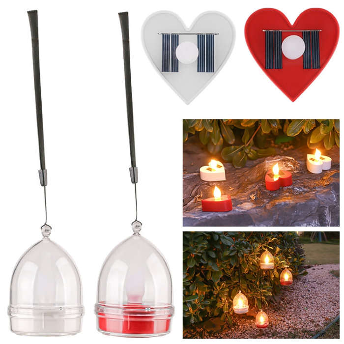 Solar Candle Light Outdoor Courtyard Villa Garden Waterproof Decoration Light, Spec: Heart Mode W...