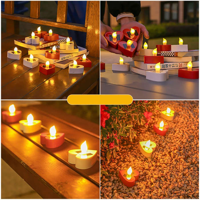 Solar Candle Light Outdoor Courtyard Villa Garden Waterproof Decoration Light, Spec: Heart Mode W...