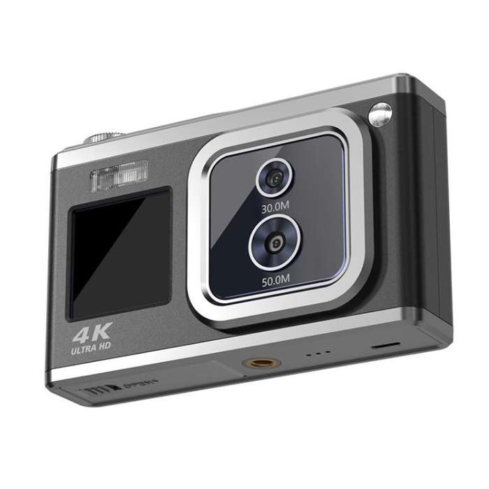 4K HD Optical Dual Lens Digital Camera 50MP Dual Screen Selfie Camera, No Memory(Black)