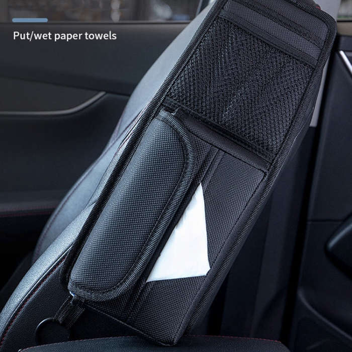 Car Seat Side Storage Hanging Bag Tissue Box, Model: H322 Grain Pattern