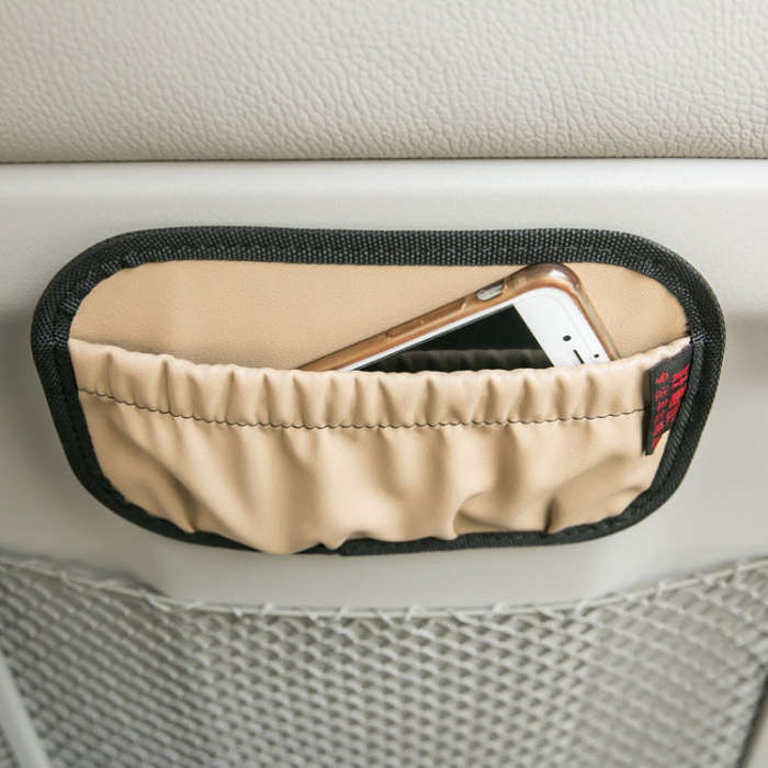 Car Instrument Console Adhesive Net Pocket Storage Hanging Bag, Color: H264 Gray Large