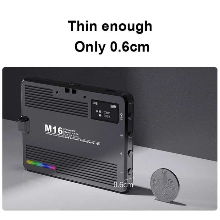 Desiontal M16 RGB Rechargeable Pocket Light Mini Photography Light LED Outdoor Shooting Supplemen...
