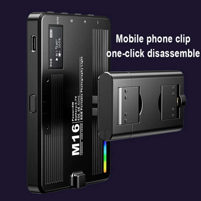 Desiontal M16 RGB Rechargeable Pocket Light Mini Photography Light LED Outdoor Shooting Supplemen...