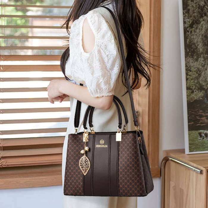 Spring Summer Lady Handbag Large Capacity Colorblocking Shoulder Crossbody Bag(Black)