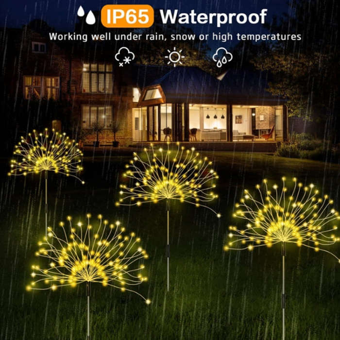 1 Drag 3 Warm Light 360 LEDs Solar Fireworks Lamp Grass Globe Dandelion Flash String With Remote ...