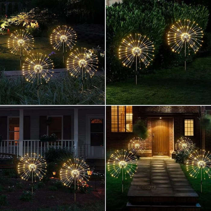 1 Drag 3 Color Light 360 LEDs Solar Fireworks Lamp Grass Globe Dandelion Flash String With Remote...