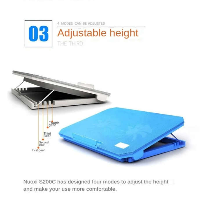 NUOXI S200C Laptop Silent Radiator Multi-level Adjustable Metal Bracket Base(White)