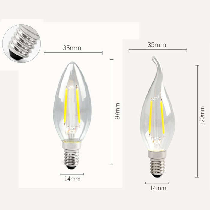 C35 Constant Current Flicker-free LED Highlight Retro Chandelier Lights, Power: Sharp Bulbs E14-6...