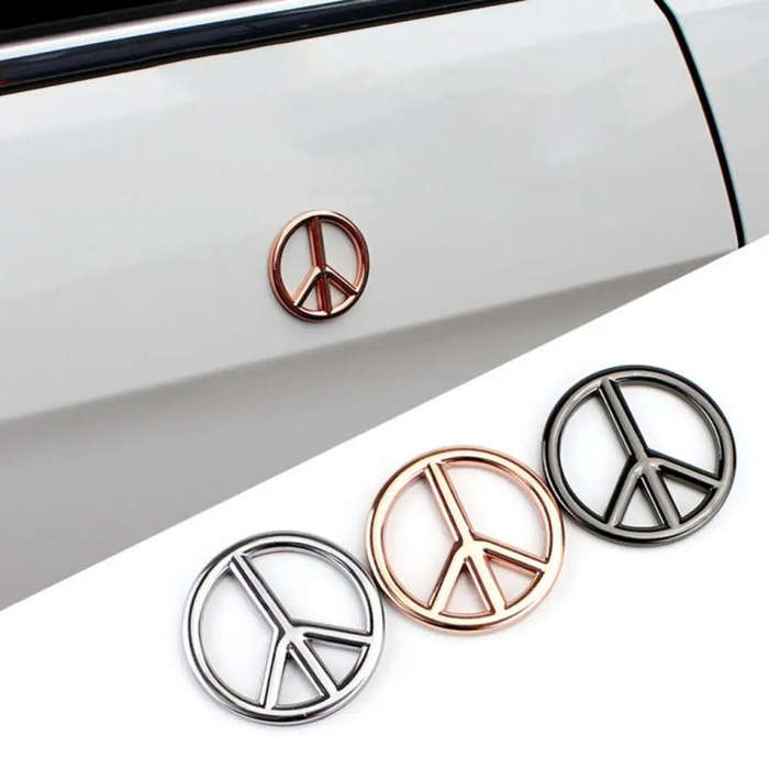 Car Anti-War Peace Sign Three-Dimensional Metal Stickers, Color: Gold
