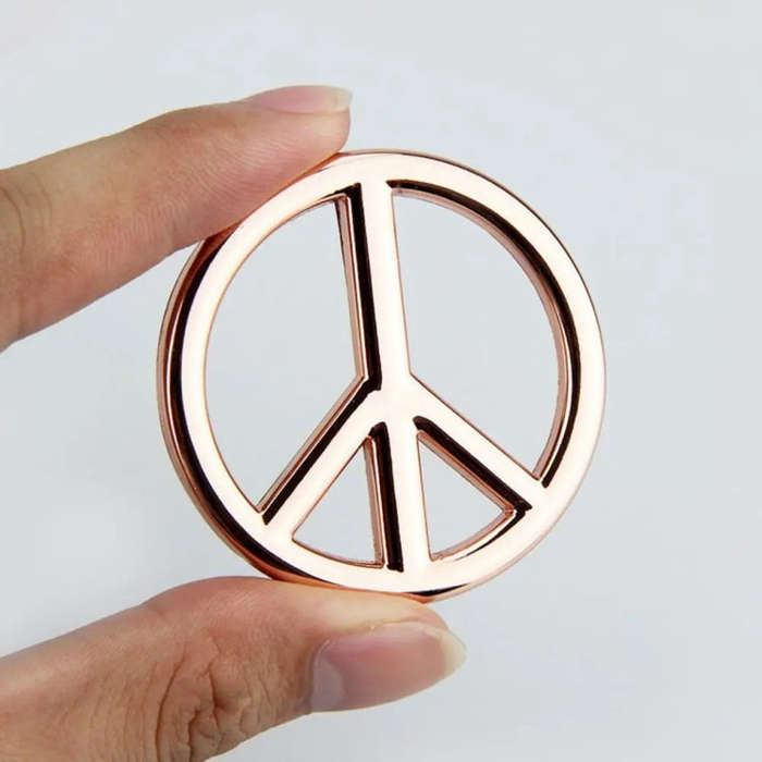 Car Anti-War Peace Sign Three-Dimensional Metal Stickers, Color: Gold