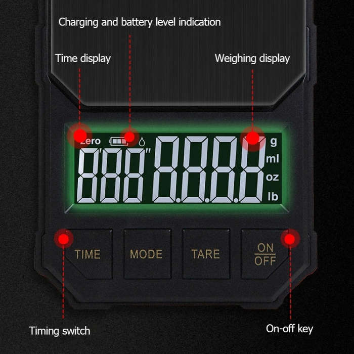 Battery Model 2kg/0.1g Portable Toolbox Digital Scale Jewelry Weighing Tool with Timing