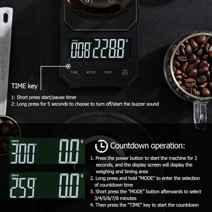 Battery Model 2kg/0.1g Portable Toolbox Digital Scale Jewelry Weighing Tool with Timing