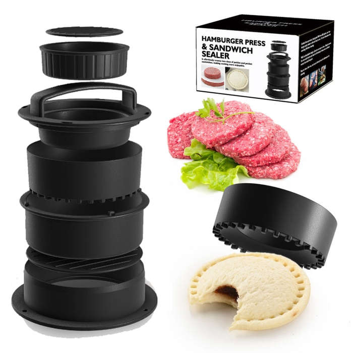 4 In 1 Hamburger Press Patty Maker Slider Stuffed Burgers Sandwich Cutter With 100pcs Silicone Oi...