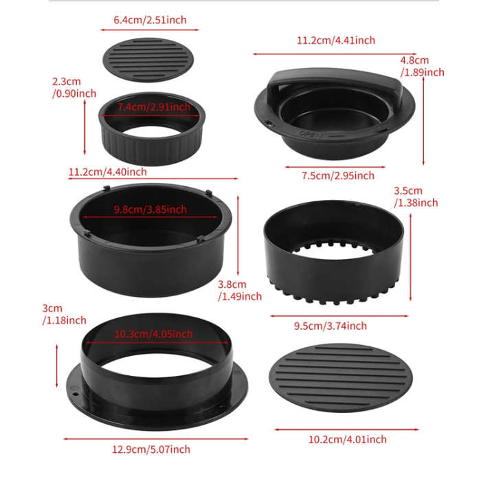 4 In 1 Hamburger Press Patty Maker Slider Stuffed Burgers Sandwich Cutter With 100pcs Silicone Oi...