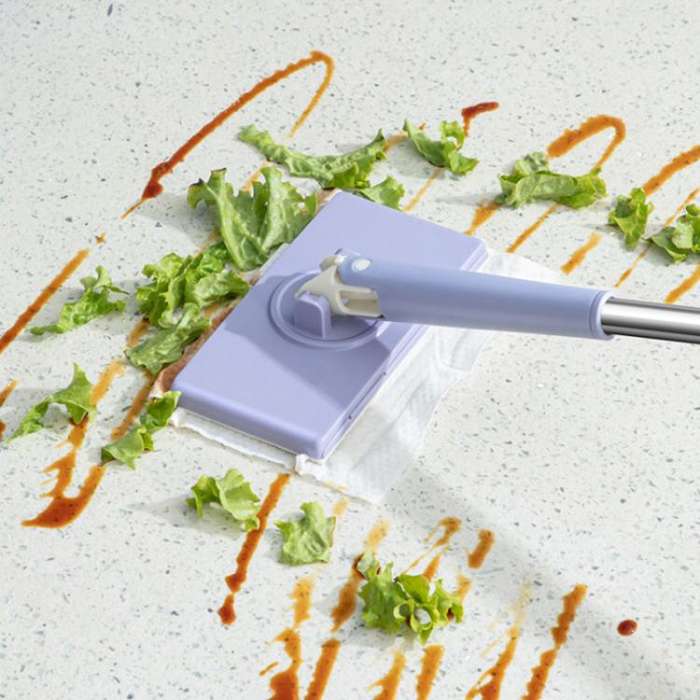 Washcloth Small Mop Lazy Person Hand-Free Automatic Paper Change Mini Floor Cleaner(Purple)