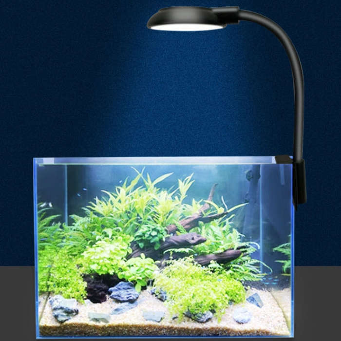 5W Fish Tank LED Clip Light USB Plug Lighting Aquarium Translucent Aquatic Plants Lamp(White)