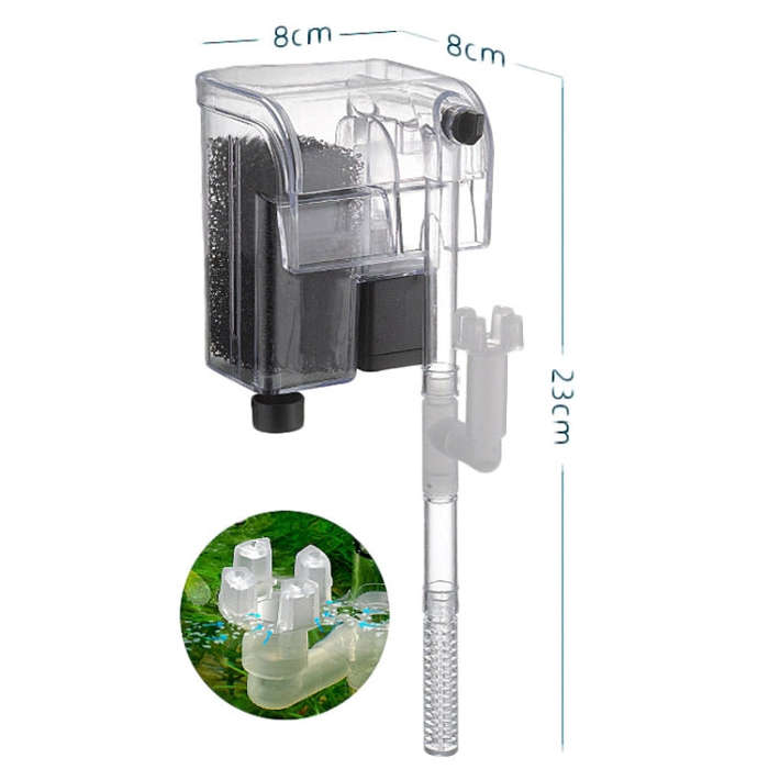 Wall Mounted Silent Fish Tank Filter Waterfall Aquarium Filtration Clean Oxygenator Pump, Style: ...