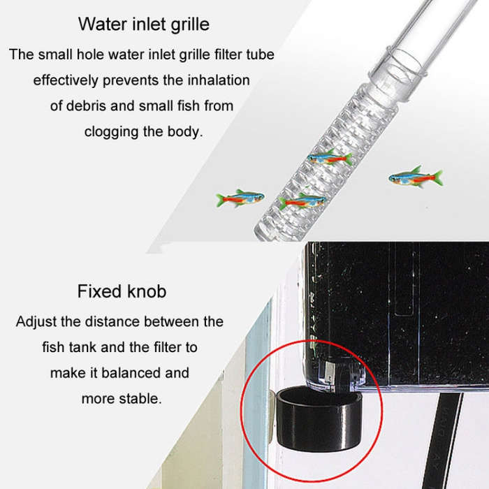 Wall Mounted Silent Fish Tank Filter Waterfall Aquarium Filtration Clean Oxygenator Pump, Style: ...