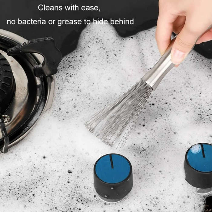 304 Thickened Lengthened Steel Wire Pot Brush Stainless Steel Cleaning Brush For Kitchen(With Hook)