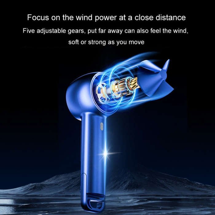 USB Charging Digital Display Handheld Turbo Fan Portable Foldable Buckle Small Fan(White)
