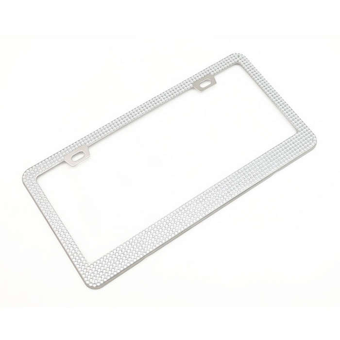 US Standard Stainless Steel License Plate Modified Frame With Diamonds, Color: Square Hole White ...