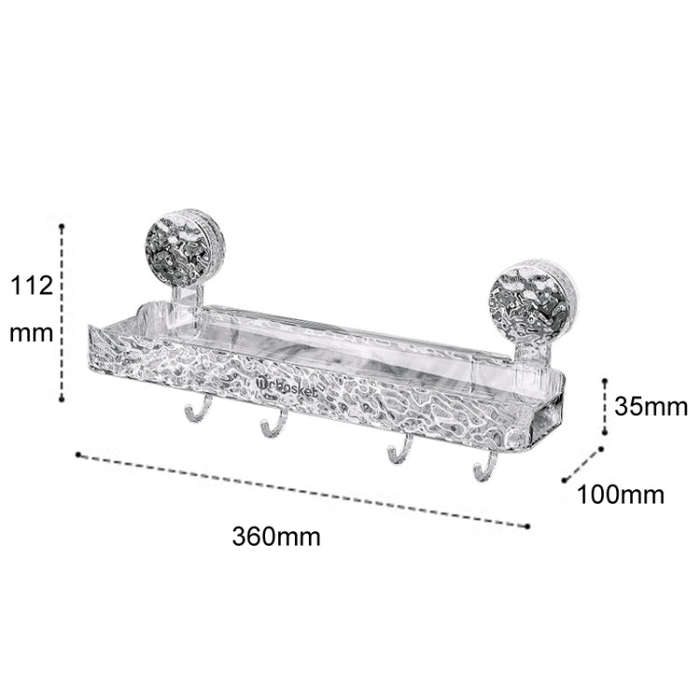 Bathroom No-Punch Suction Cup Shelf Household Restroom Wall Mounted Organizing Rack(Transparent S...