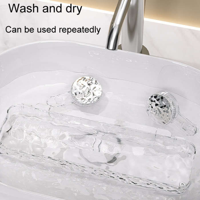 Bathroom No-Punch Suction Cup Shelf Household Restroom Wall Mounted Organizing Rack(Transparent S...