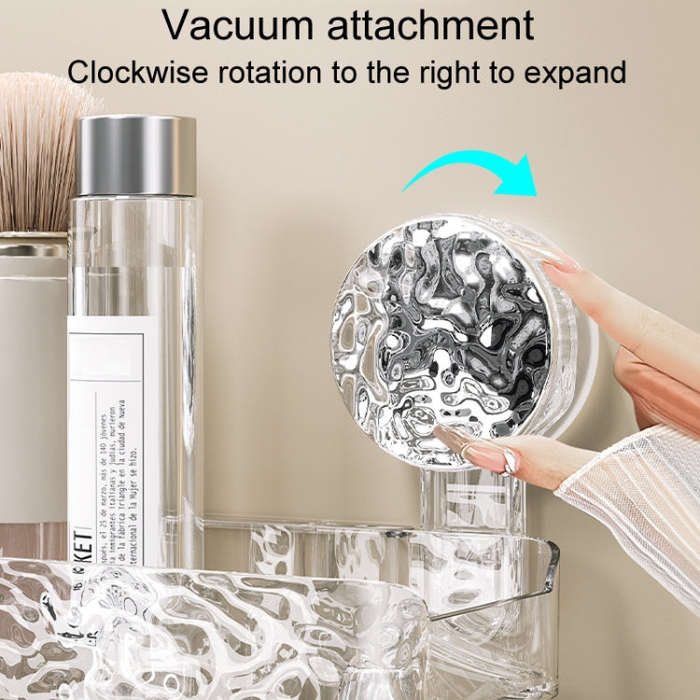 Bathroom No-Punch Suction Cup Shelf Household Restroom Wall Mounted Organizing Rack(Transparent S...