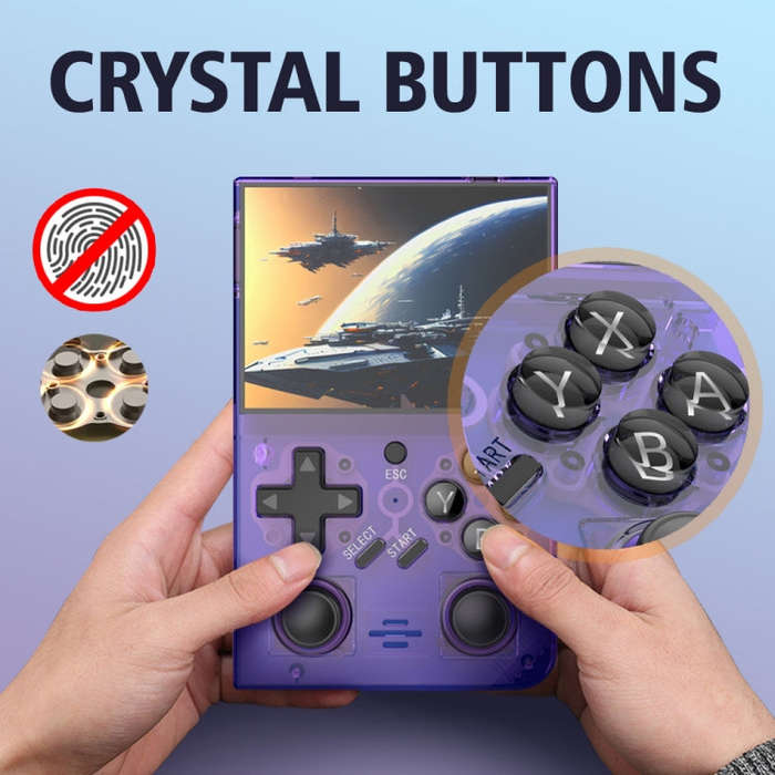R35PLUS 3.5 Inch Handheld Game Console Built-in 64G 10,000+ Games(Transparent Orange)