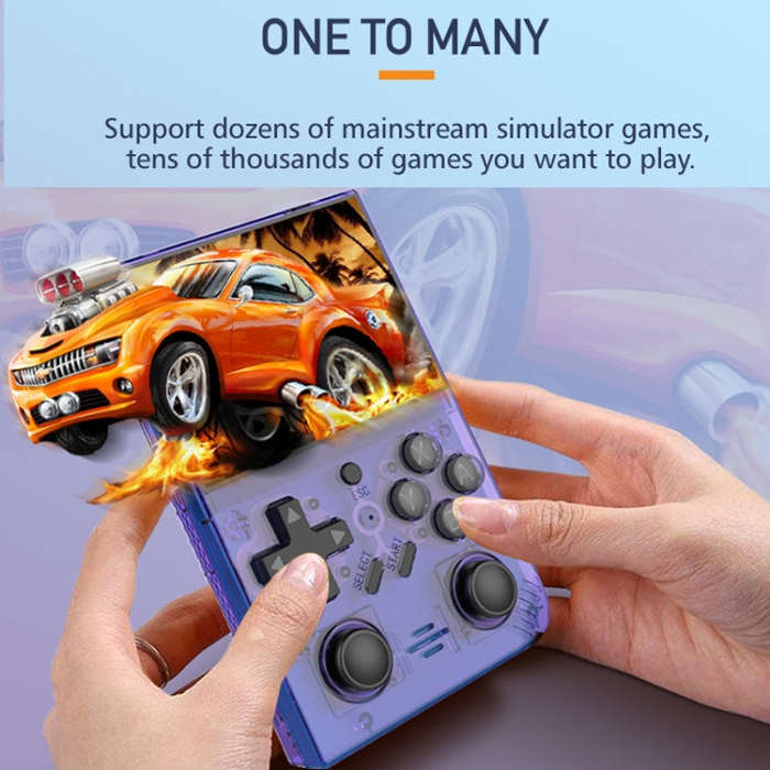 R35PLUS 3.5 Inch Handheld Game Console Built-in 64G 10,000+ Games(Transparent Orange)