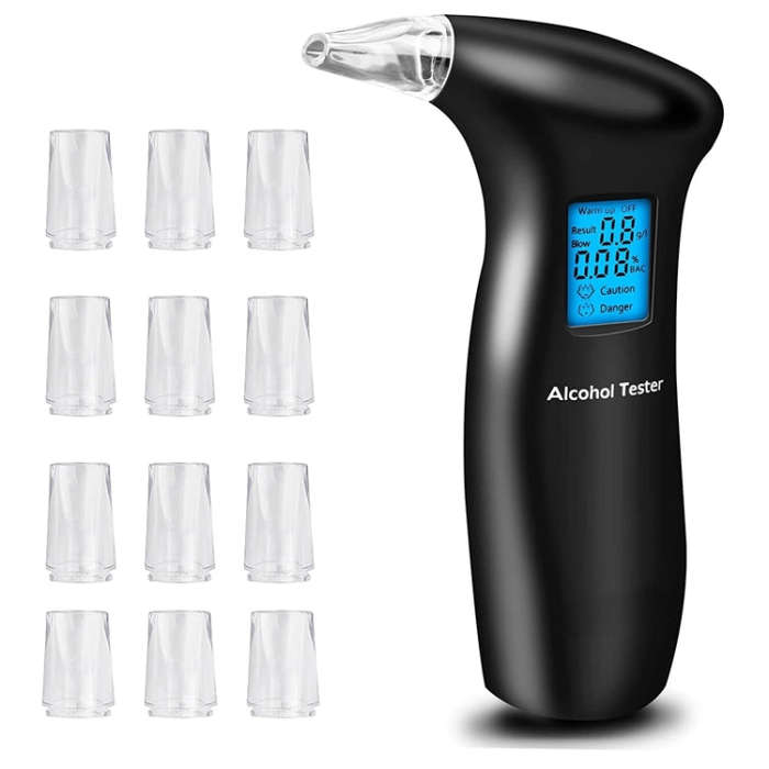 LCD Detector Backlight Light Breath Alcohol Tester, Specification: With 12 Mouthpieces Box