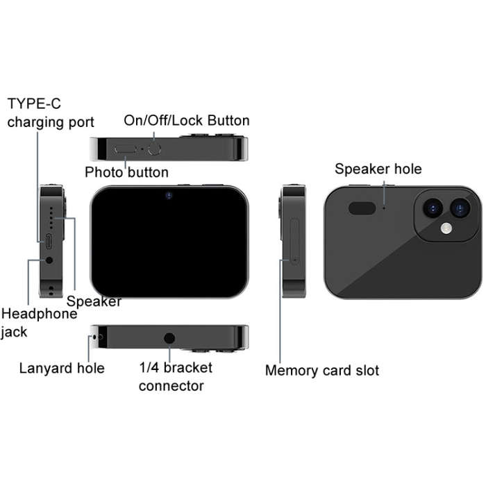 D6 CCD HD Digital Camera Movie Music Smart Camera Touch Screen Student Card Video Recorder, Exclu...