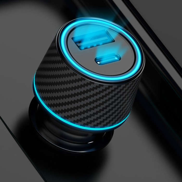 QIAKEY Dual Fast Charging Charger One To Two Cigarette Lighter, Size: TH215 43W(Black)