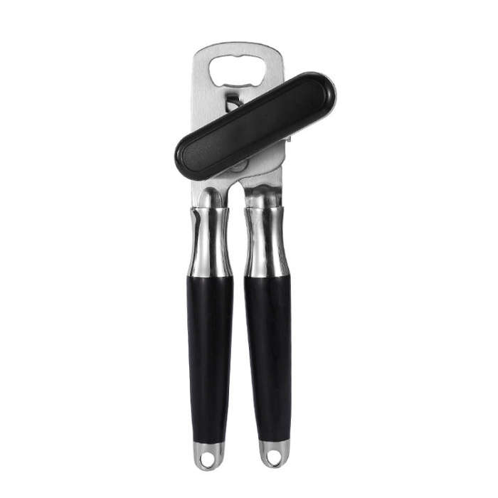 Stainless Steel Can Opener Multifunctional Kitchen Bottle Opener, Style: Wood Handle