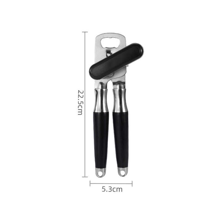 Stainless Steel Can Opener Multifunctional Kitchen Bottle Opener, Style: Wood Handle