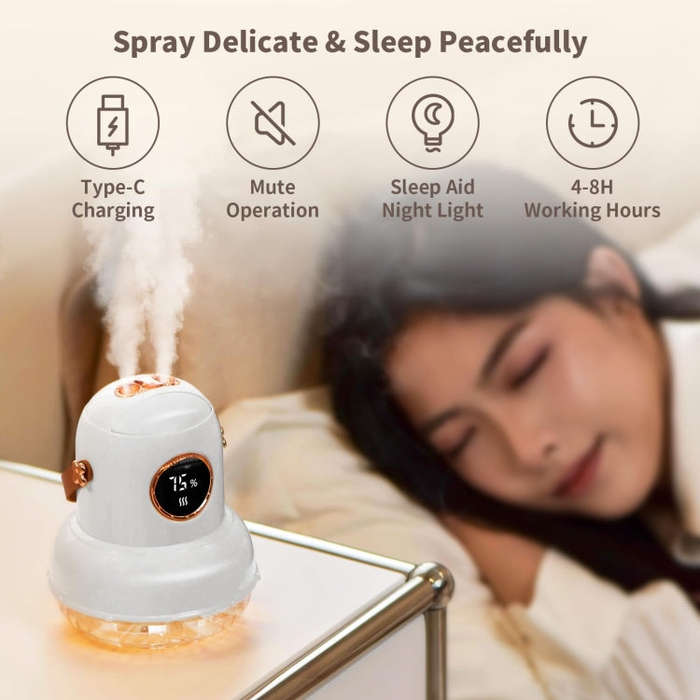 ICARER FAMILY IF-JS01 USB Charging Desktop Night Light Dual-spray Humidifier, Color: Green (Digital)