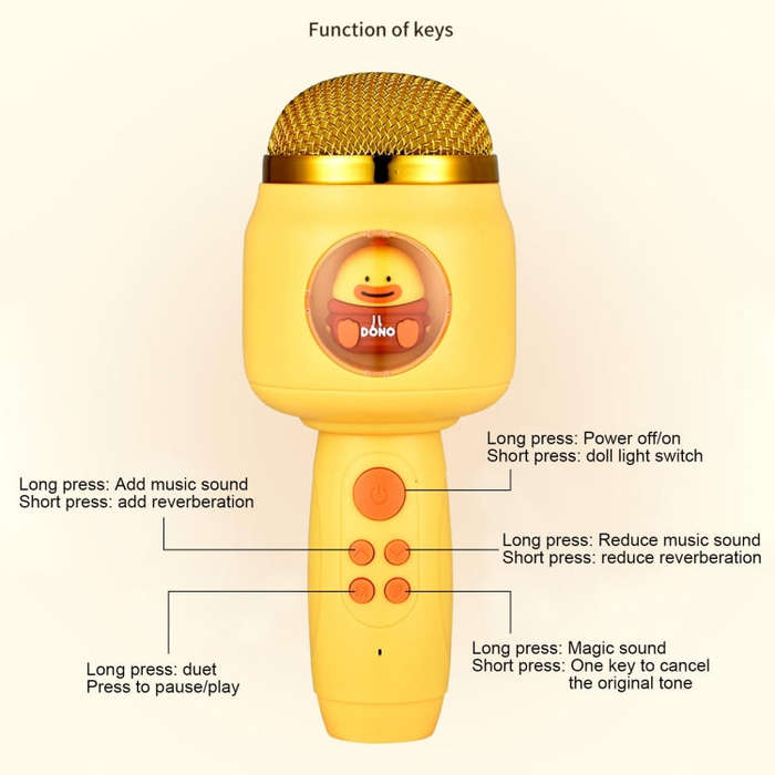 ICARER FAMILY F816 Karaoke Microphone Speaker Home Bluetooth Wireless Microphone(Yellow)