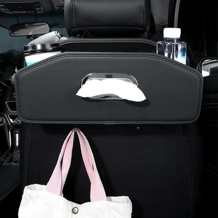 Auto Seatback Organizer Tissue Bag Car Rear Drainage Cup Holder(Black)