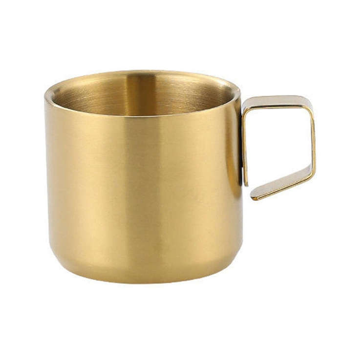 200ml 304 Stainless Steel Double Layer Insulated Mug Children Drop-proof Water Cup Coffee Mug(Gold)