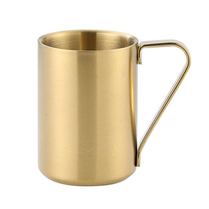 280ml 304 Stainless Steel Double Layer Insulated Mug Children Drop-proof Water Cup Coffee Mug(Gold)
