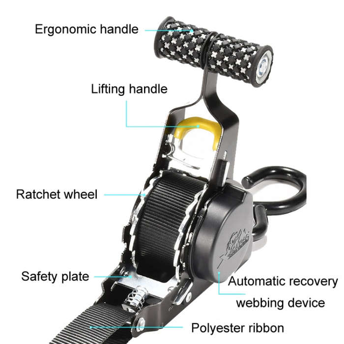 Auto Retract Tensioner Automobile And Motorcycle Cargo Fixing Straps(White)