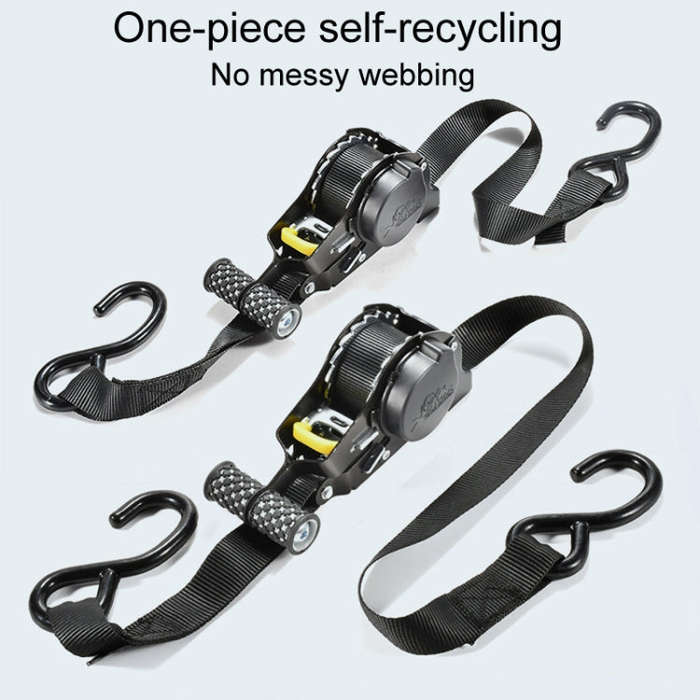Auto Retract Tensioner Automobile And Motorcycle Cargo Fixing Straps(White)
